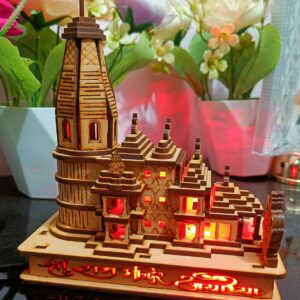 Ram Mandir Ayodhya Model MDF Mandir with Hanuman Ji - Embrace Spiritual Serenity in Your Home