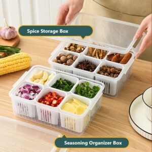 Food Storage Box with Lid and 6 Compartments – Refrigerator Stackable Food Fruit Storage Containers