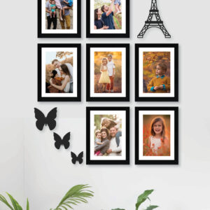 Set Of 7 Black Solid Synthetic Photo Frames