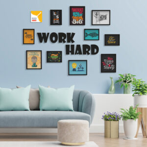 Black Set of 3D Collage with Work Hard Plaque